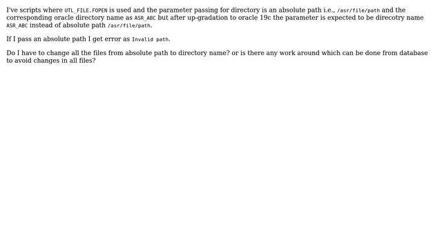 Databases: UTL_FILE directory name changes oracle 19c смотреть онлайн