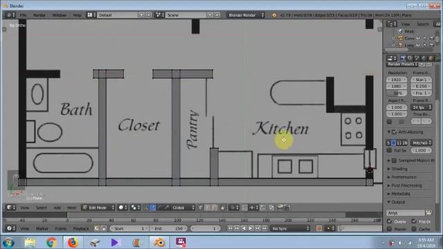 First sucessful simple floor plan drawing | Blender 2.79b смотреть онлайн