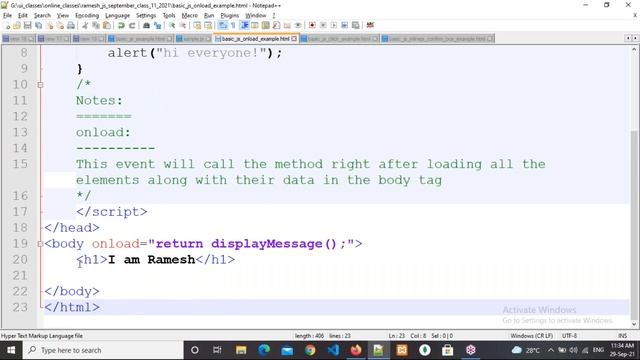 JAVASCRIPT tutorials || Demo - 3 || by Mr. Ramesh On 29-09-2021 @11AM IST смотреть онлайн