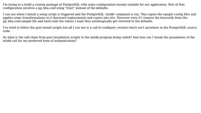 Ubuntu: What calls PostgreSQL's initdb on package installation? смотреть онлайн