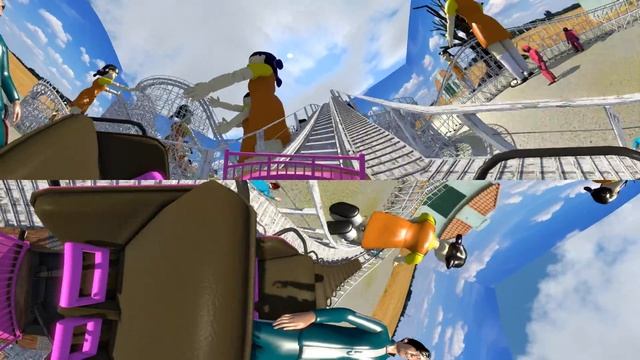 ?VR 360° Can you survive the new Squid Game red light green light wooden Roller Coaster смотреть онлайн