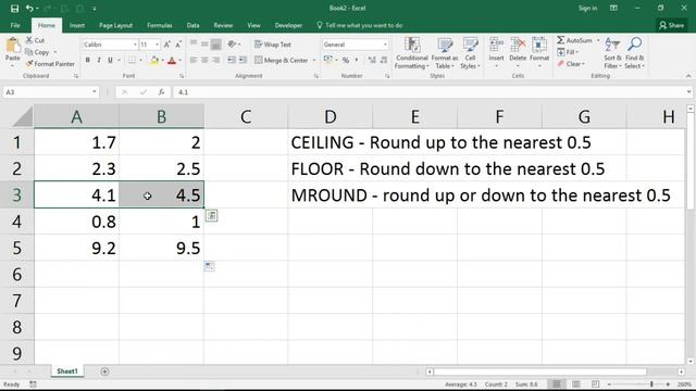 Round a Value to the Nearest 0.5 - Excel Formula смотреть онлайн