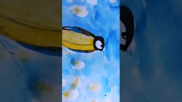 Рисуем синицу и вербу акварелью часть 2 смотреть онлайн