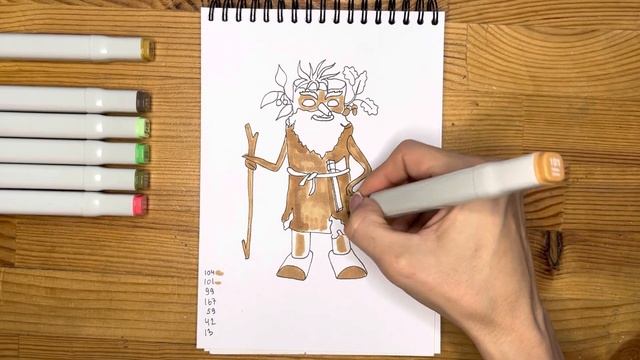 Как нарисовать лешего карандашом и скетч маркерами | Рисунок для детей, поэтапно и легко смотреть онлайн