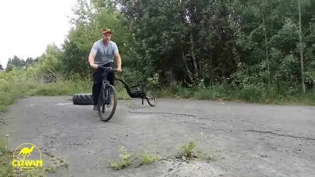 Bike trailer CARAVAN. Test drive 50kg aluminum bike traile. Тест драйв 50кг алюминиевый велоприцеп смотреть онлайн