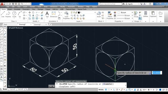 How to Draw / Create Isometric Circle ( Iso-circle ) - Ellipse & Elliptical Arc In Hindi смотреть онлайн