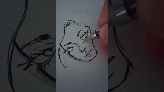 Скетч | Рисую девушку | Наброски | Гелиевая ручка