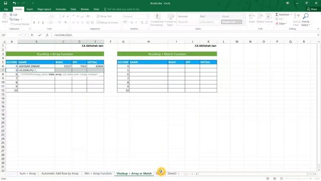 Ms Excel Array Formulas Series #3 in Hindi | Advance Vlookup & Match With Array | CA Abhishek Jain смотреть онлайн
