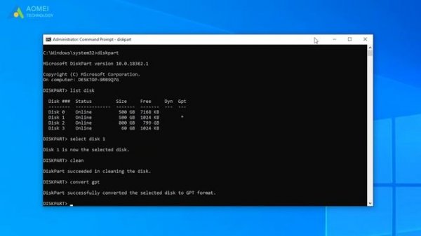 How to Use Diskpart to Convert Disk from MBR to GPT