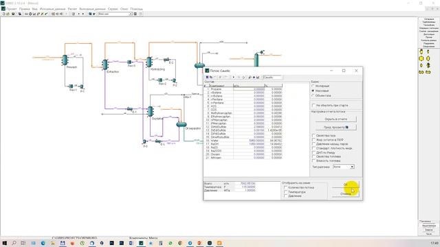 Моделирование очистки СУГ от меркаптанов щелочной промывкой (MEROX)