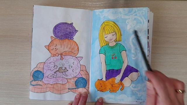 Законченная раскраска "Котики мур-мур терапия" ?? смотреть онлайн