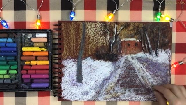 ?️ Не спеша рисую улицу в снегу масляной пастелью ? Oil pastel ✨ смотреть онлайн