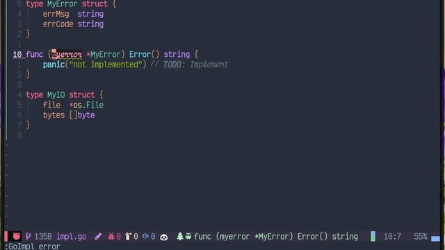 go.nvim command GoImpl: generate go interface stub implementation with GoImpl and Treesitter. смотреть онлайн