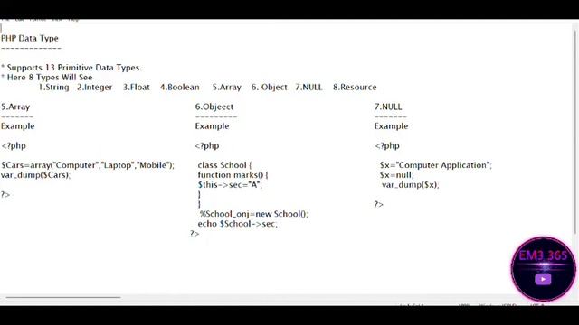 12th standard php data types - EM3 365 смотреть онлайн