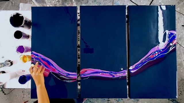BIG, Blue, and Beautiful! Acrylic Pouring Art in Purples, Blue, and Gold - DIY Abstract Canvas Art смотреть онлайн