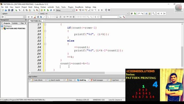 4-C PROGRAM TO PRINT A PATTERN#CodingSolutions смотреть онлайн