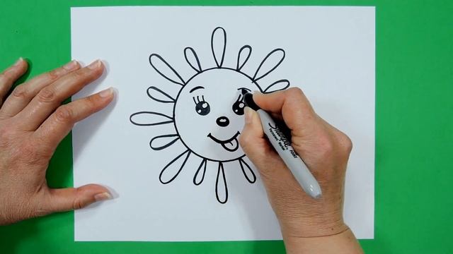 How To Draw Cute, Funny Sun. Easy. Step by step.Drawing for kids. Як намалювати смішне сонечко. смотреть онлайн