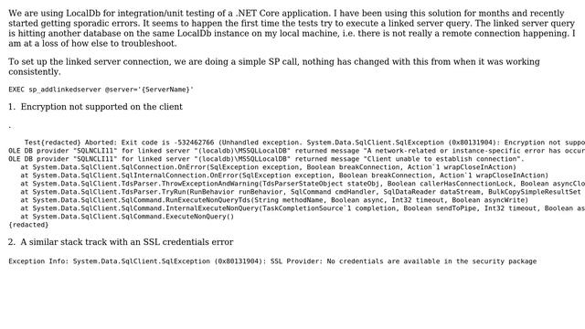 How to troubleshoot "Encryption not supported on the client OLE DB provider "SQLNCLI11" for... смотреть онлайн