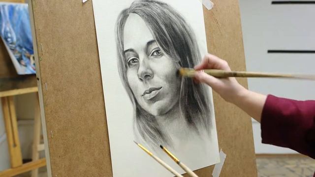 Портрет в технике сухая кисть смотреть онлайн