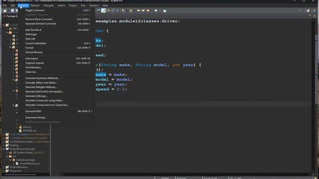 A Java "Car" Class: Using Eclipse Shortcuts to Help Write Code for Your Java Classes смотреть онлайн