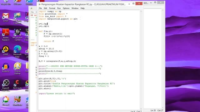 Solusi Numerik PDB Mengunakan RungeKutta Orde 4 Pada Rangkaian Elektronik Mengunakan Python 3 смотреть онлайн