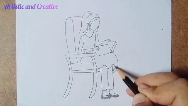How to draw a girl sitting on a chair for beginners||YouTubevideo смотреть онлайн