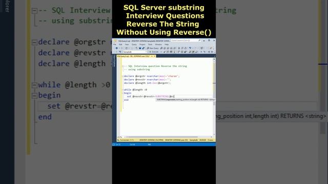 substring sql interview questions and answers reverse the string #sqlserver смотреть онлайн