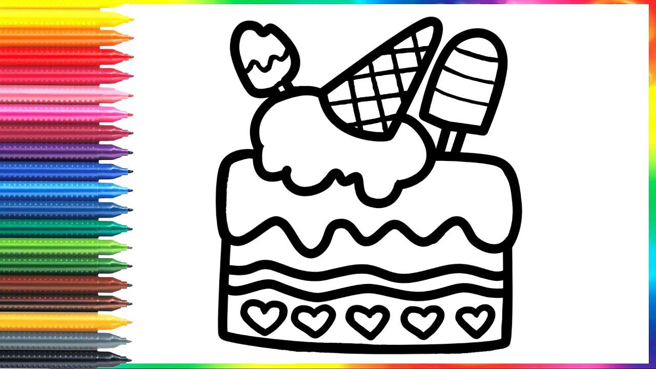 Drawing and coloring a cake for children&Drawing for children смотреть онлайн