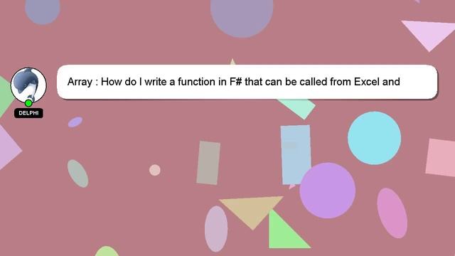 Array : How do I write a function in F# that can be called from Excel and which will take a range a смотреть онлайн