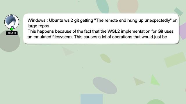 Windows : Ubuntu wsl2 git getting "The remote end hung up unexpectedly" on large repos смотреть онлайн