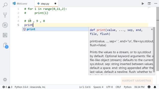 Step argument in range function : Python tutorial 67 смотреть онлайн