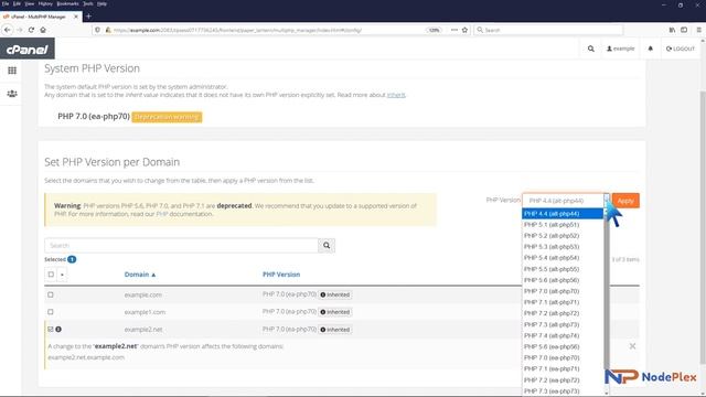 How to set the PHP version per domain in cPanel with NodePlex смотреть онлайн
