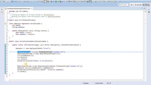 Serialization & Deserialization in java? With Example смотреть онлайн
