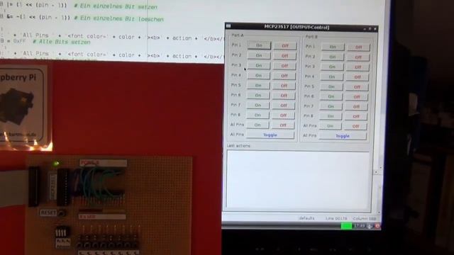 Der Raspberry Pi steuert den Port-Expander MCP23S17 über eine Python-GUI an. смотреть онлайн