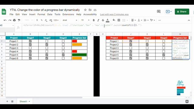 Adding Colors to a Progress Bar in Google Sheets смотреть онлайн
