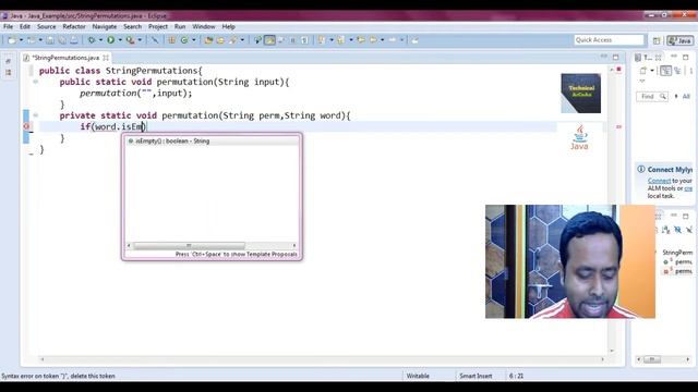 Find out the Permutations of a String in Java using Recursion | Java Programming | Eclipse IDE смотреть онлайн