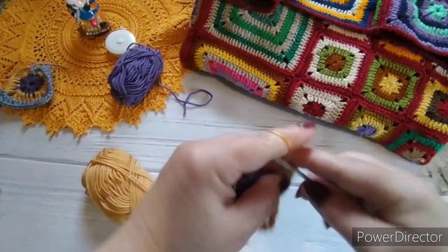 #пледкрючком Как я вязала плед крючком. Свяжем квадрат. смотреть онлайн