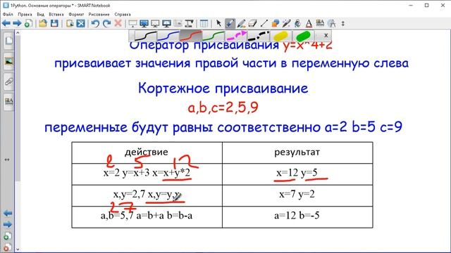 Python1.2 Переменные и операторы смотреть онлайн