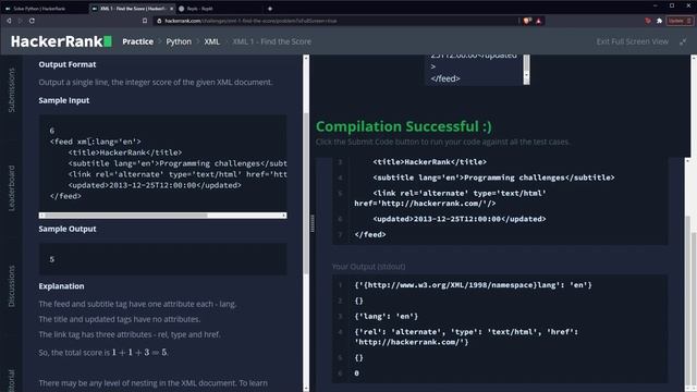 Python Ejercicio: 1121 2/2 HackerRank Calcular el Puntaje de un Documento XML Contando sus Atributo смотреть онлайн