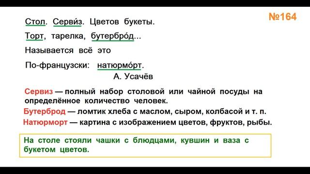 ГДЗ РУССКИЙ ЯЗЫК УПРАЖНЕНИЕ.164 КЛАСС 4 КАНАКИНА ЧАСТЬ 1 смотреть онлайн