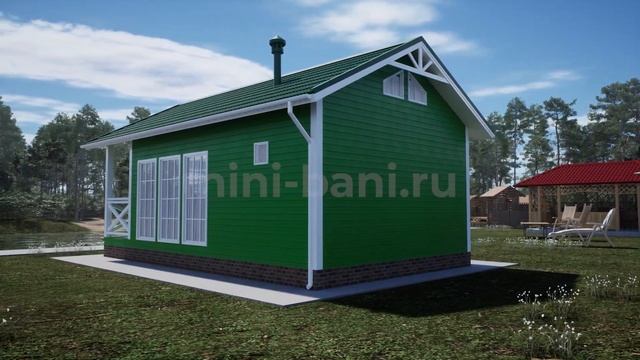 3D презентация проекта Каркасной Бани «БК-5» | Строительная Компания «Мини-Бани» смотреть онлайн