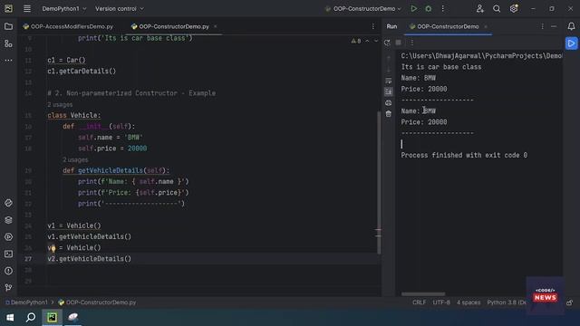 Constructor in python | Default Constructor | Parameterized Constructor | Non-Parameterized смотреть онлайн