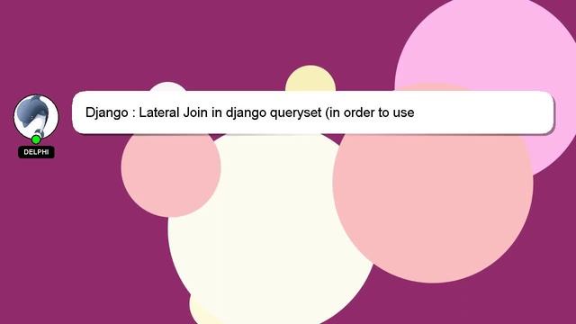 Django : Lateral Join in django queryset (in order to use jsonb_to_recordset postgresql function) смотреть онлайн