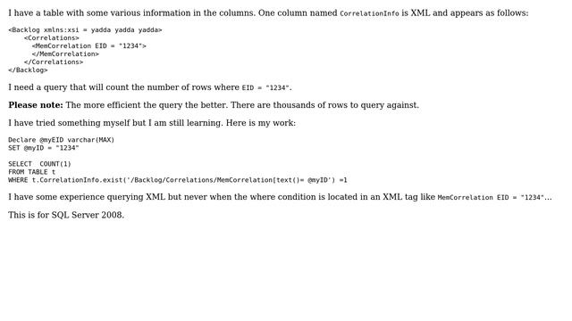 SQL Query XML Column using XML tag? смотреть онлайн