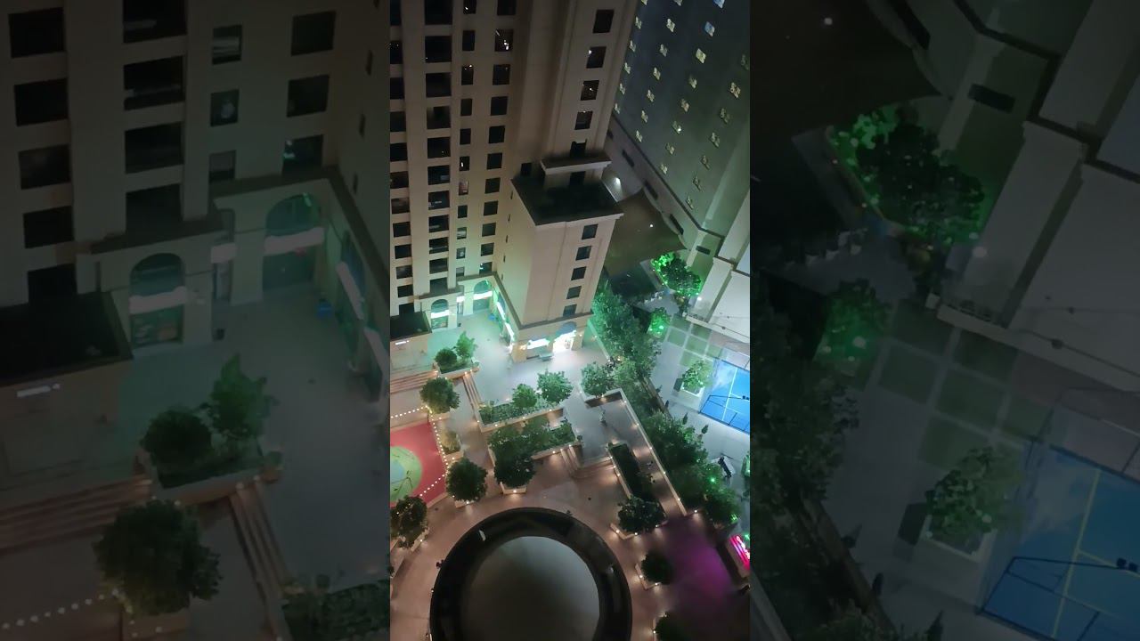 Вечерний Дубай. Вид с балкона. Jumeirah Beach Residence. Shams смотреть онлайн