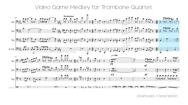 🎶 Video Game Medley For Trombone Quartet 🎸🎸 смотреть онлайн