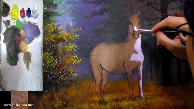 Tutorial : Acrylic Landscape Painting / Zebra In Autumn Forest / JMLisondra
