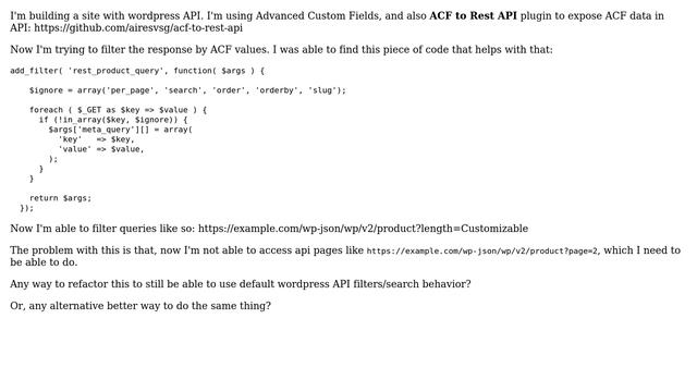 Wordpress: Wordpress API response filter by ACF value смотреть онлайн