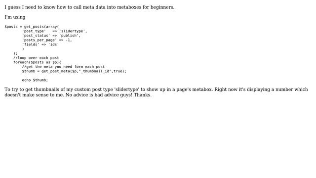 Wordpress: Getting thumbnails of a custom posts featured images in a page-templates metabox смотреть онлайн