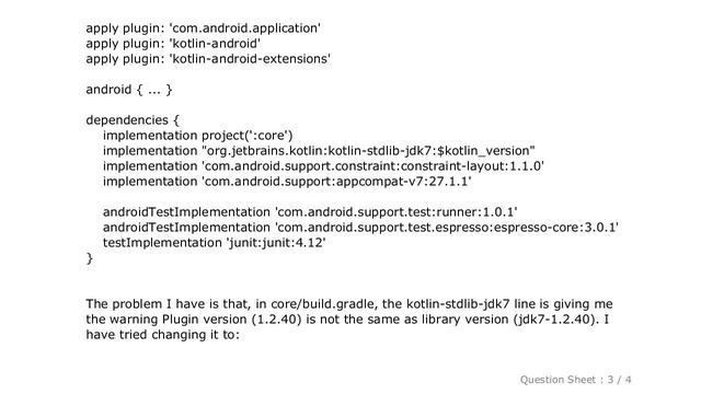 Android : Warning "Kotlin plugin version is not the same as library version" (but it is!) смотреть онлайн